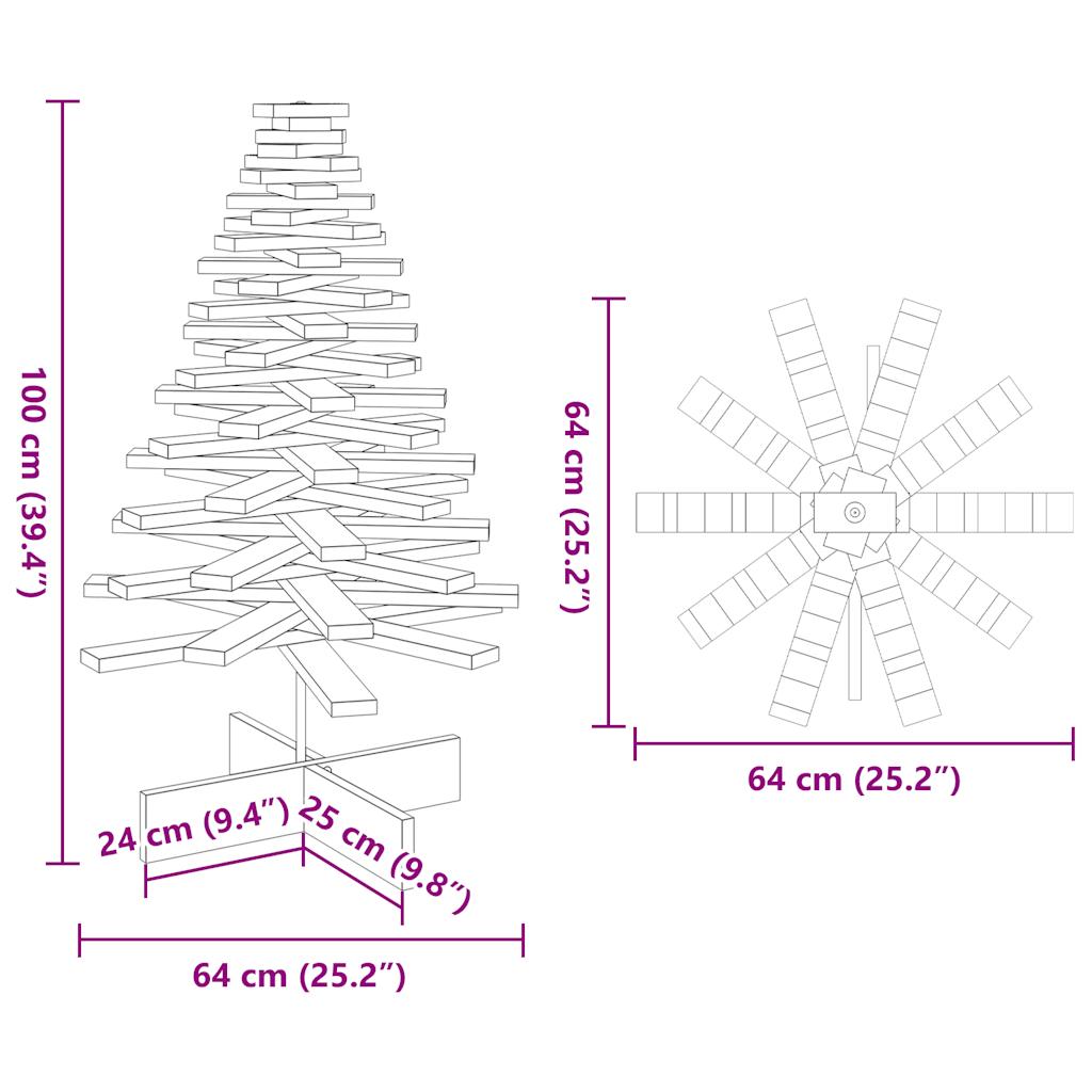 Albero di Natale Marrone Cera 100 cm in Legno Massello di Pino | homemem39