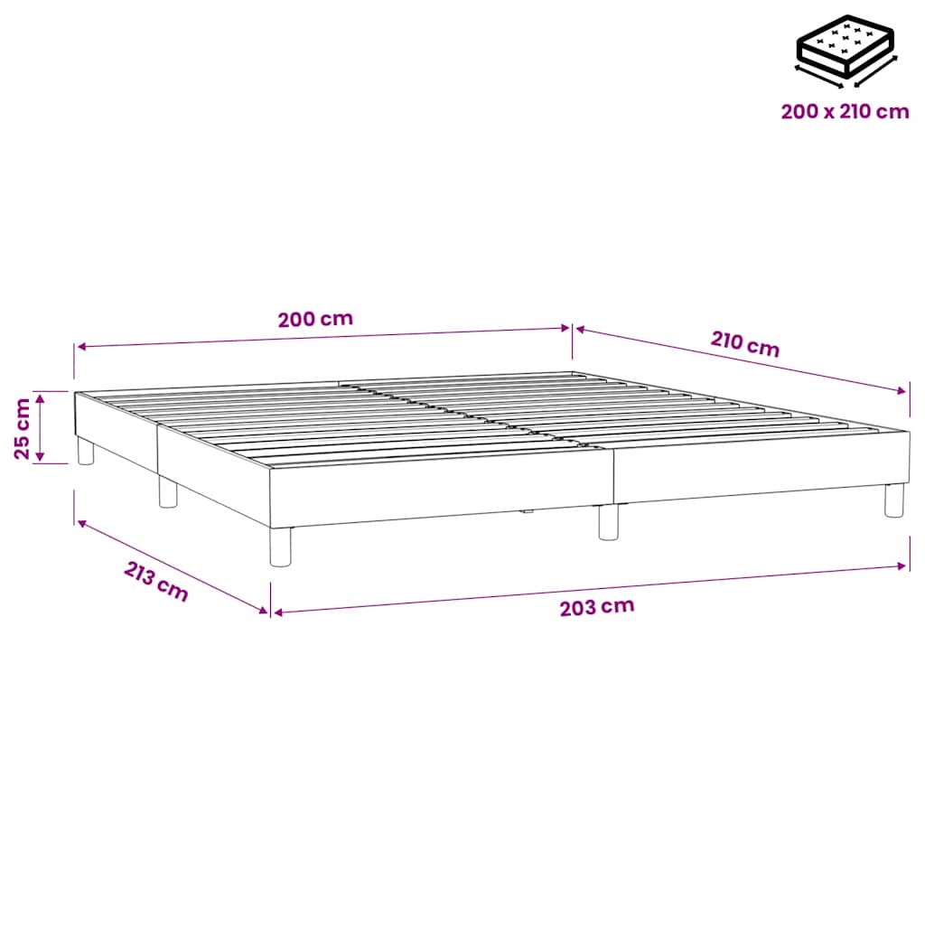 Letto a Molle senza Materasso Nero 200x210 cm in Velluto