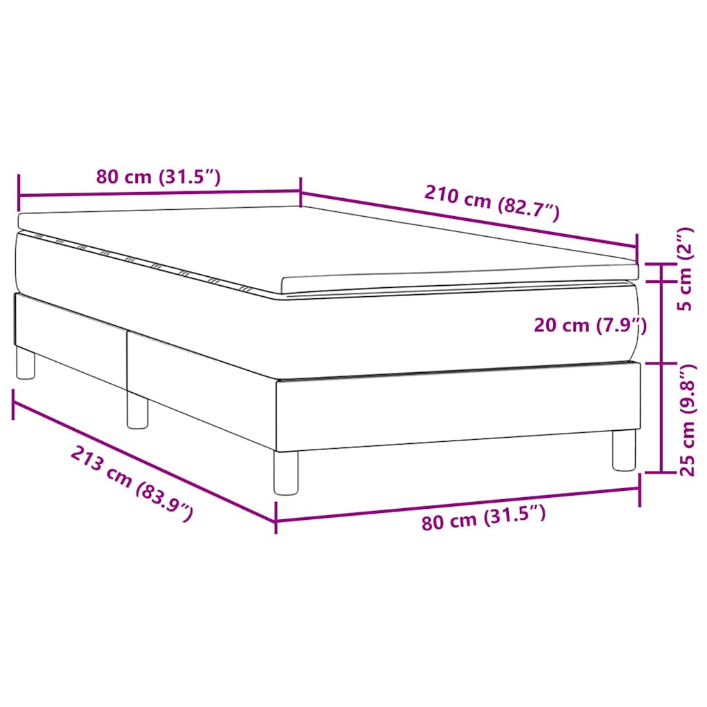 Giroletto a Molle con Materasso Grigio Chiaro 80x210 cm Velluto | homemem39