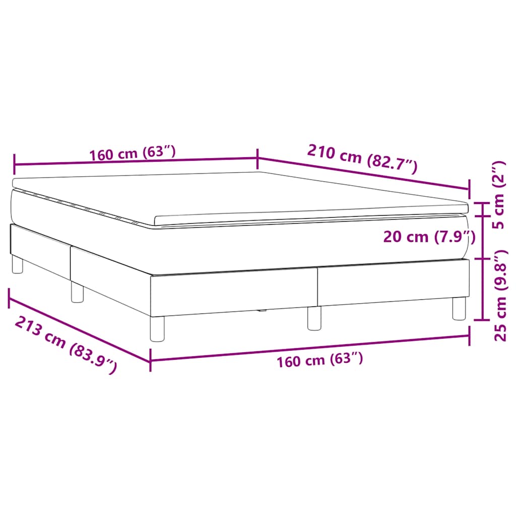 Giroletto a Molle con Materasso Rosa 160x210 cm in Velluto | homemem39