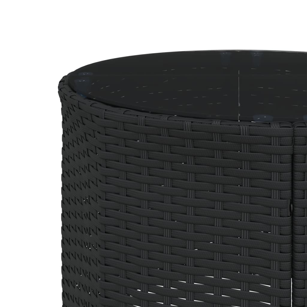 Divano Giardino con Tavolo e Cuscini Circolare Nero Polyrattan | homemem39