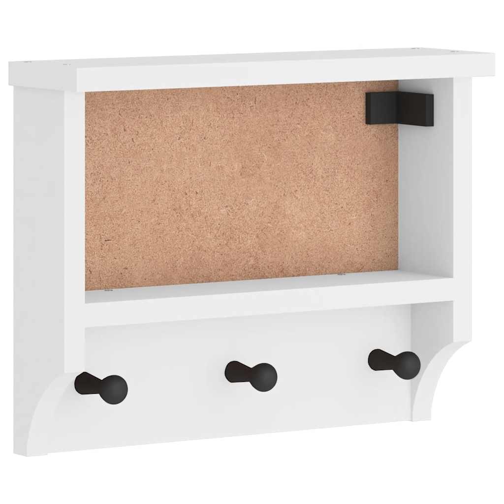 Appendiabiti da Parete SANDNES Bianco 45x12x35 cm Legno di Pino - homemem39