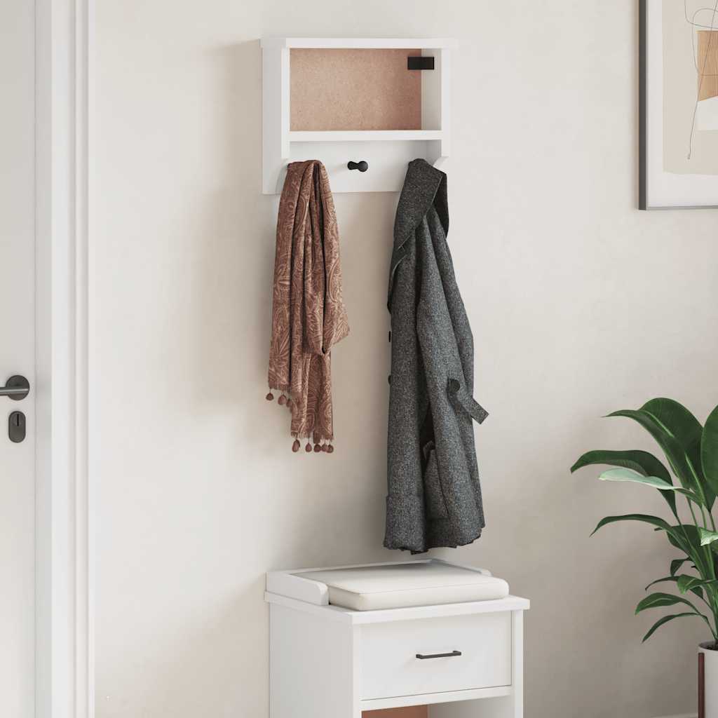 Appendiabiti da Parete SANDNES Bianco 45x12x35 cm Legno di Pino - homemem39