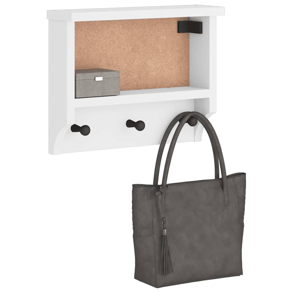 Appendiabiti da Parete SANDNES Bianco 45x12x35 cm Legno di Pino - homemem39