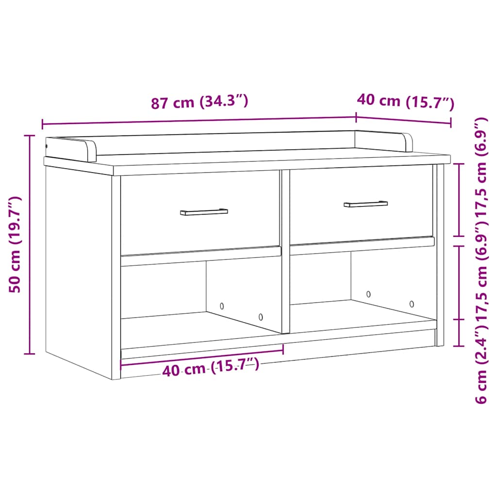 Panca da Corridoio SANDNES 87x40x50 cm Legno Massello di Pino