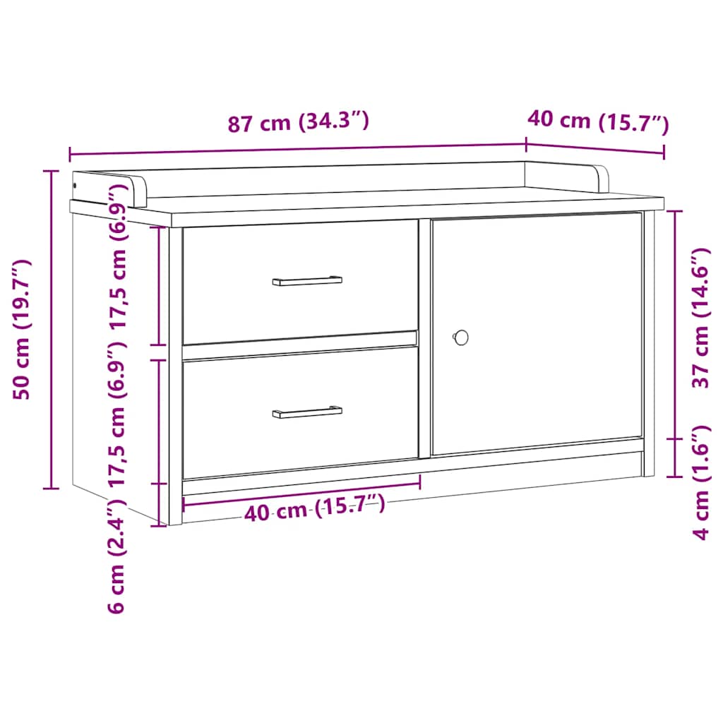 Panca da Corridoio SANDNES 87x40x50 cm Legno Massello di Pino