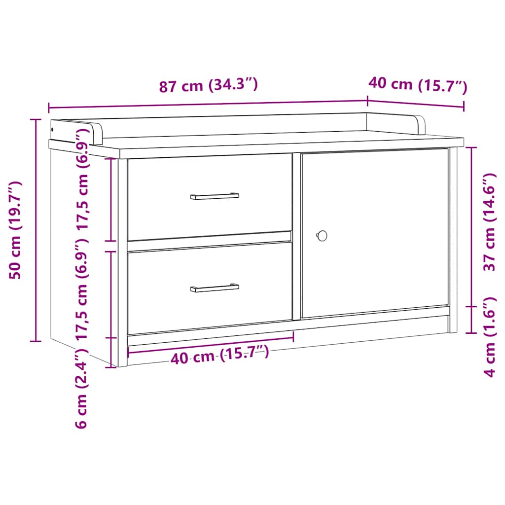 Panca da Corridoio SANDNES 87x40x50 cm Legno Massello di Pino