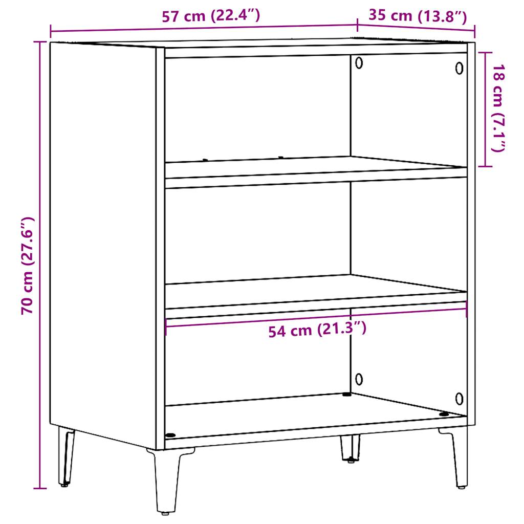 Credenza Legno Antico 57x35x70 cm in Truciolato - homemem39