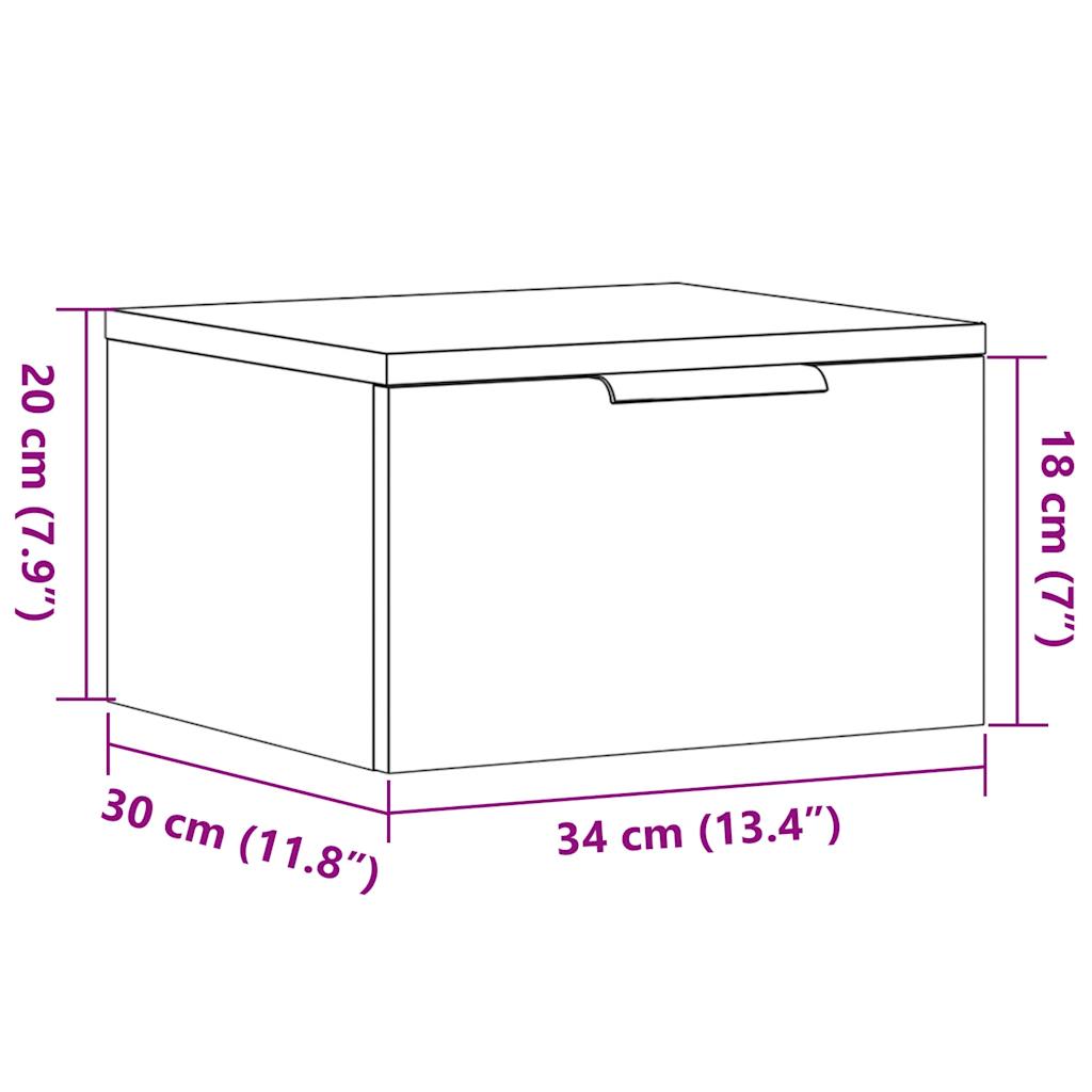 Comodino a Muro Rovere Artigianale 34x30x20 cm