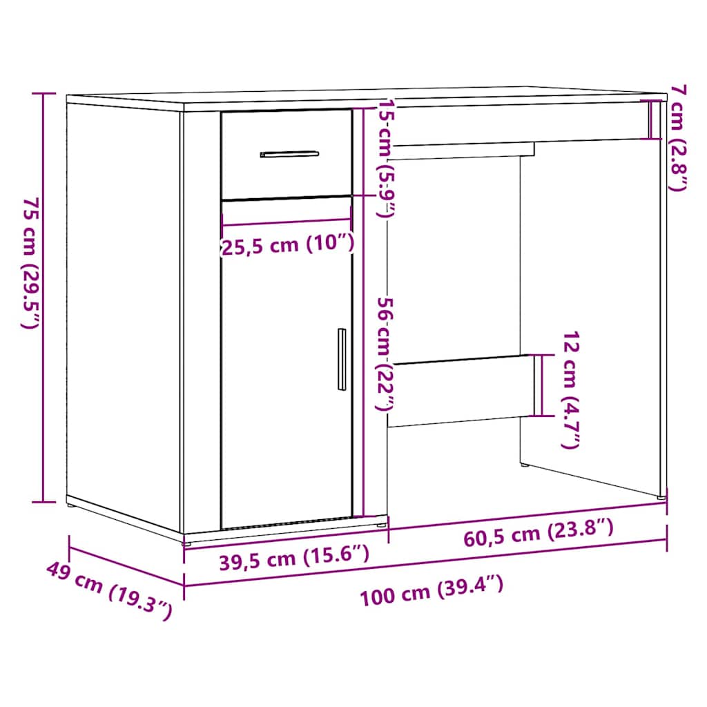 Scrivania Legno Antico 100x49x75 cm in Legno Multistrato - homemem39