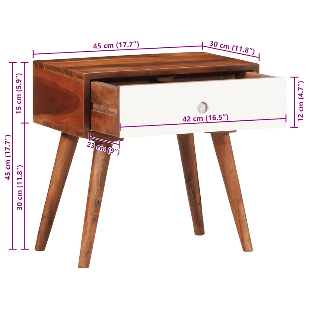 Tavolino 45x30x45 cm in Legno Massello di Acacia | homemem39