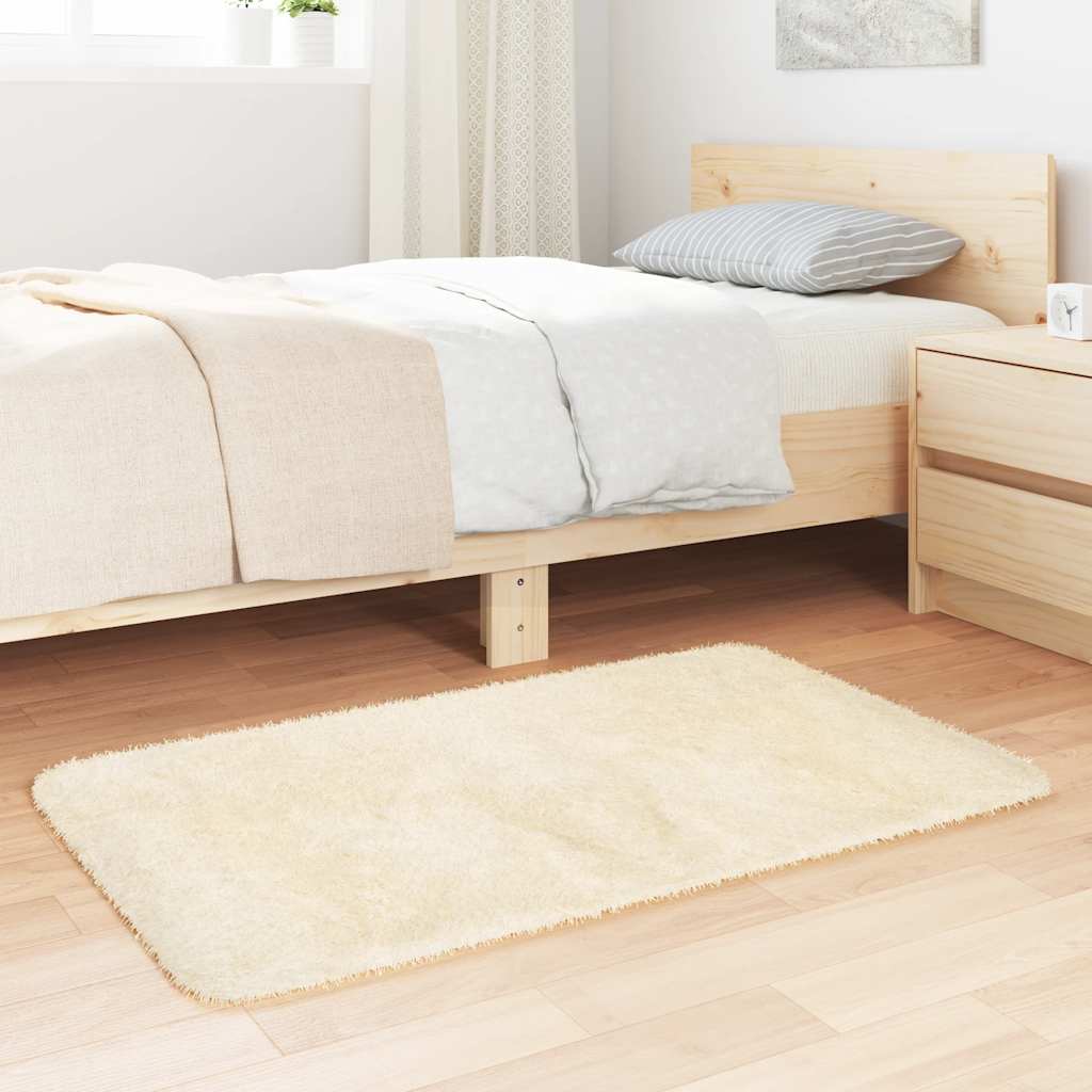 Tappeto Shaggy a Pelo Lungo NAVARRA Crema 60x100 cm poliestere - homemem39