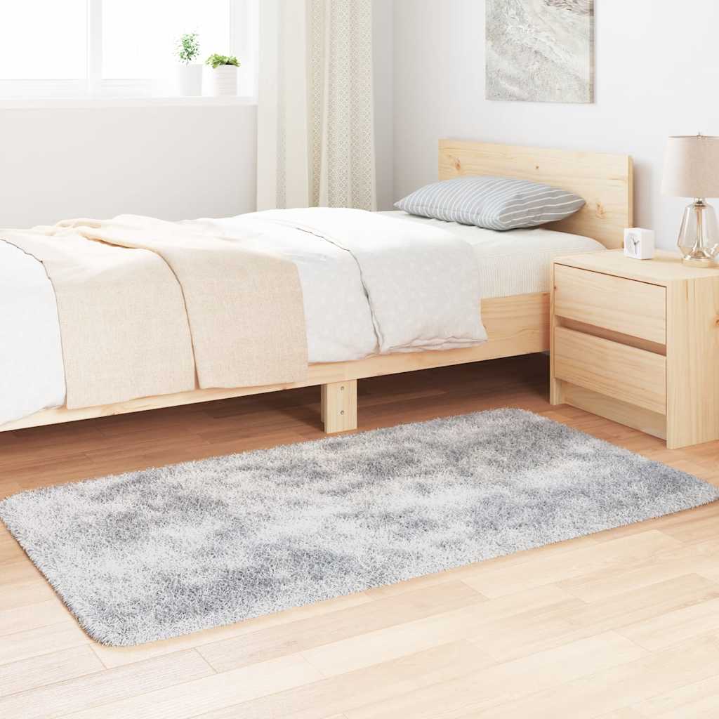 Tappeto Shaggy a Pelo Lungo NAVARRA Grigio Argento 80x150 cm - homemem39
