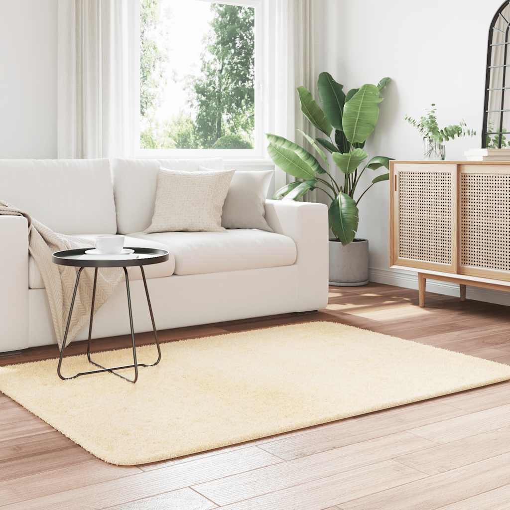 Tappeto Shaggy a Pelo Lungo NAVARRA Crema 120x170 cm poliestere - homemem39