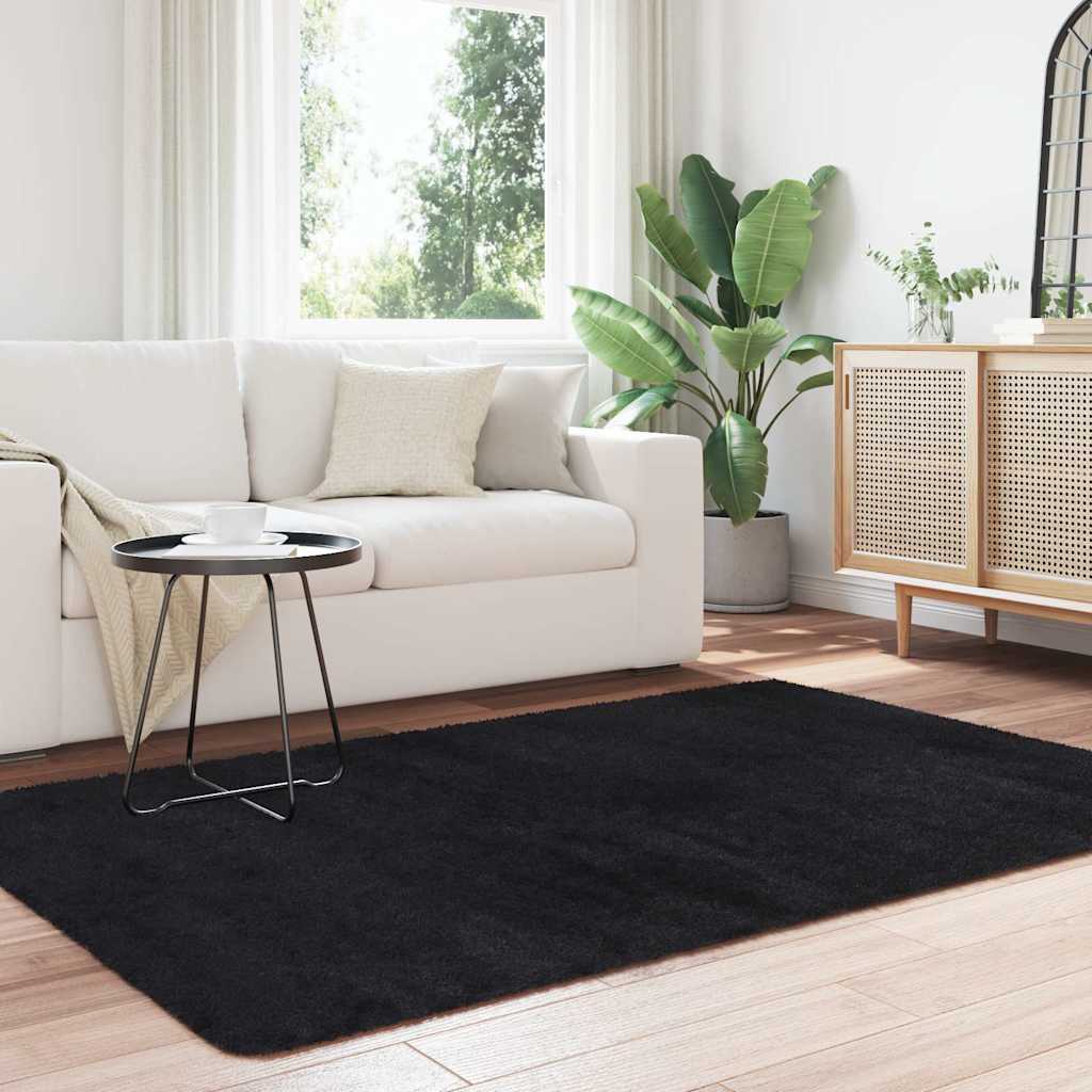 Tappeto Shaggy a Pelo Lungo NAVARRA Nero 130x200 cm poliestere - homemem39