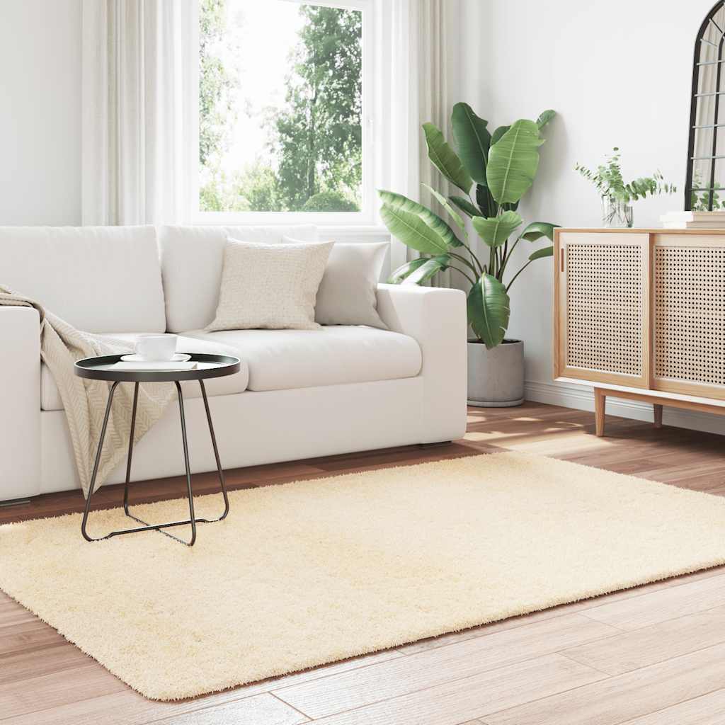 Tappeto Shaggy a Pelo Lungo NAVARRA Crema 130x200 cm poliestere - homemem39