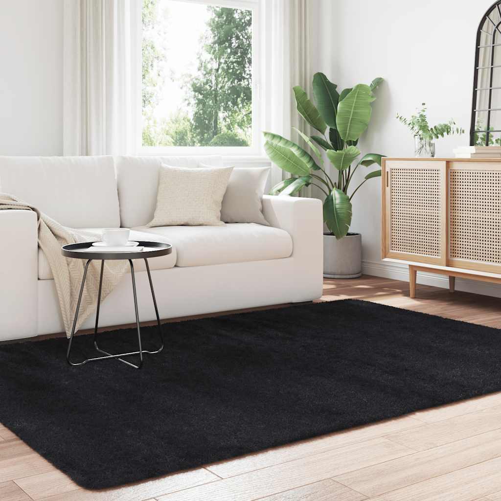 Tappeto Shaggy a Pelo Lungo NAVARRA Nero 160x230 cm poliestere - homemem39