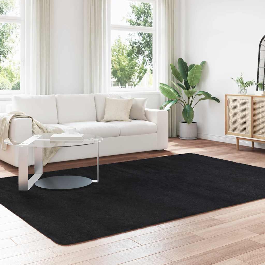 Tappeto Shaggy a Pelo Lungo NAVARRA Nero 200x290 cm poliestere - homemem39