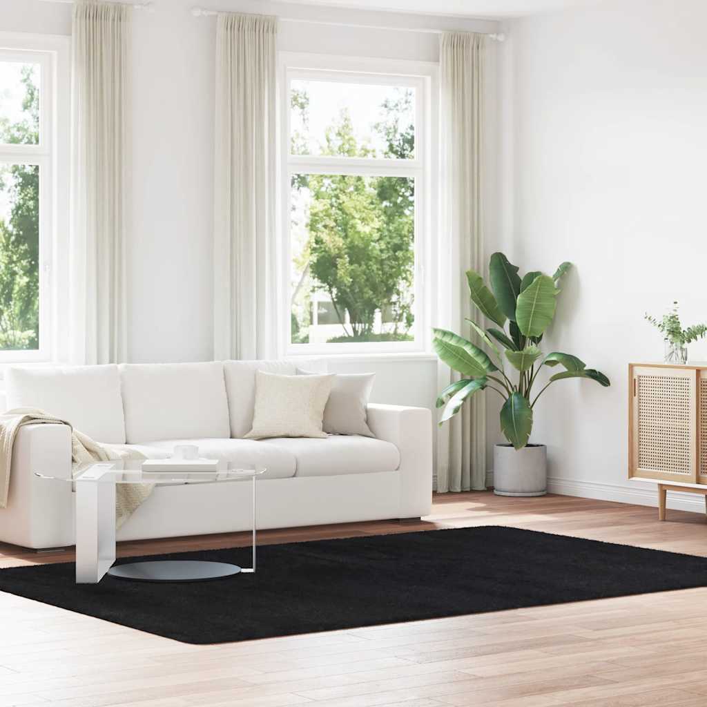 Tappeto Shaggy a Pelo Lungo NAVARRA Nero 200x290 cm poliestere - homemem39