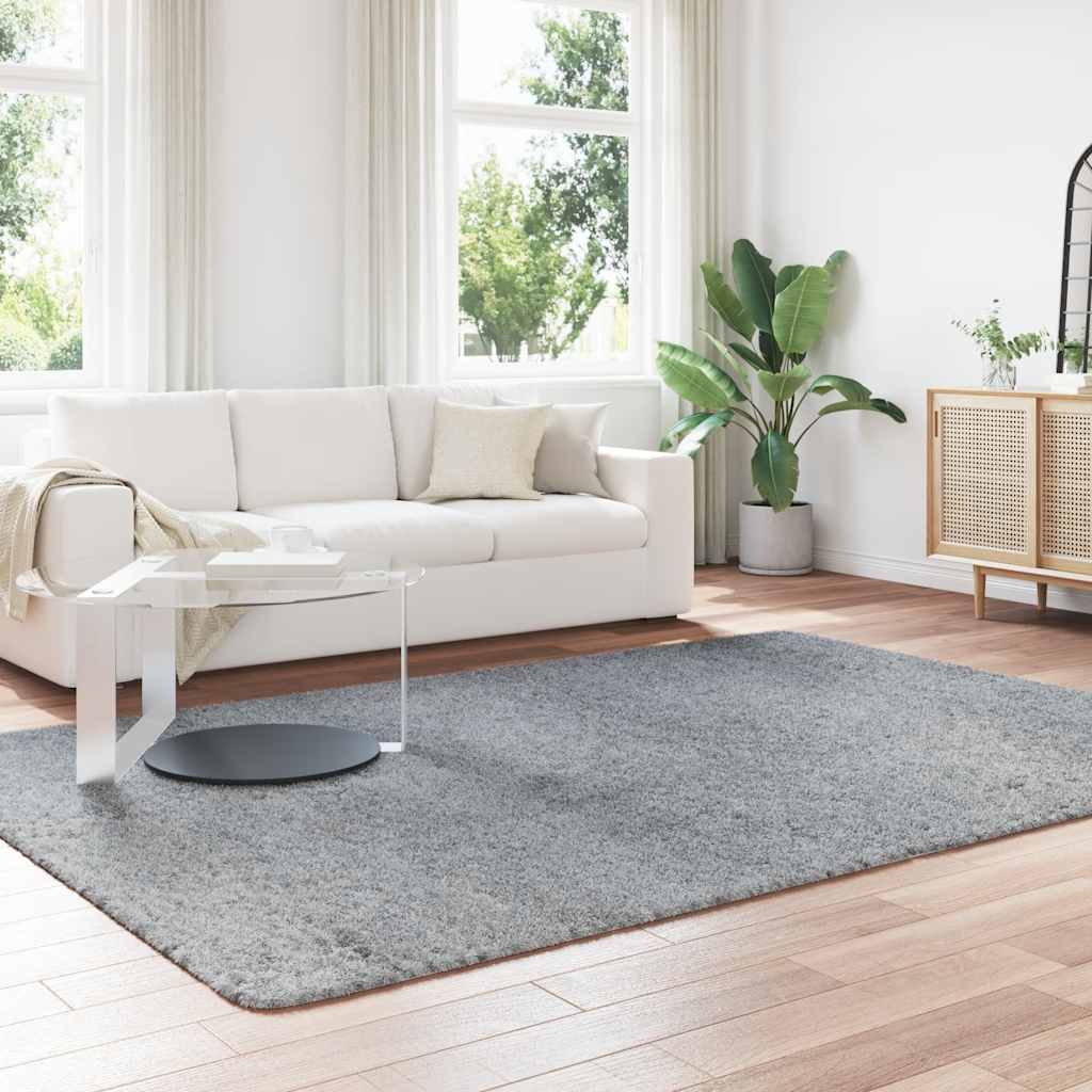 Tappeto Shaggy a Pelo Lungo NAVARRA Grigio Chiaro 200x290 cm - homemem39