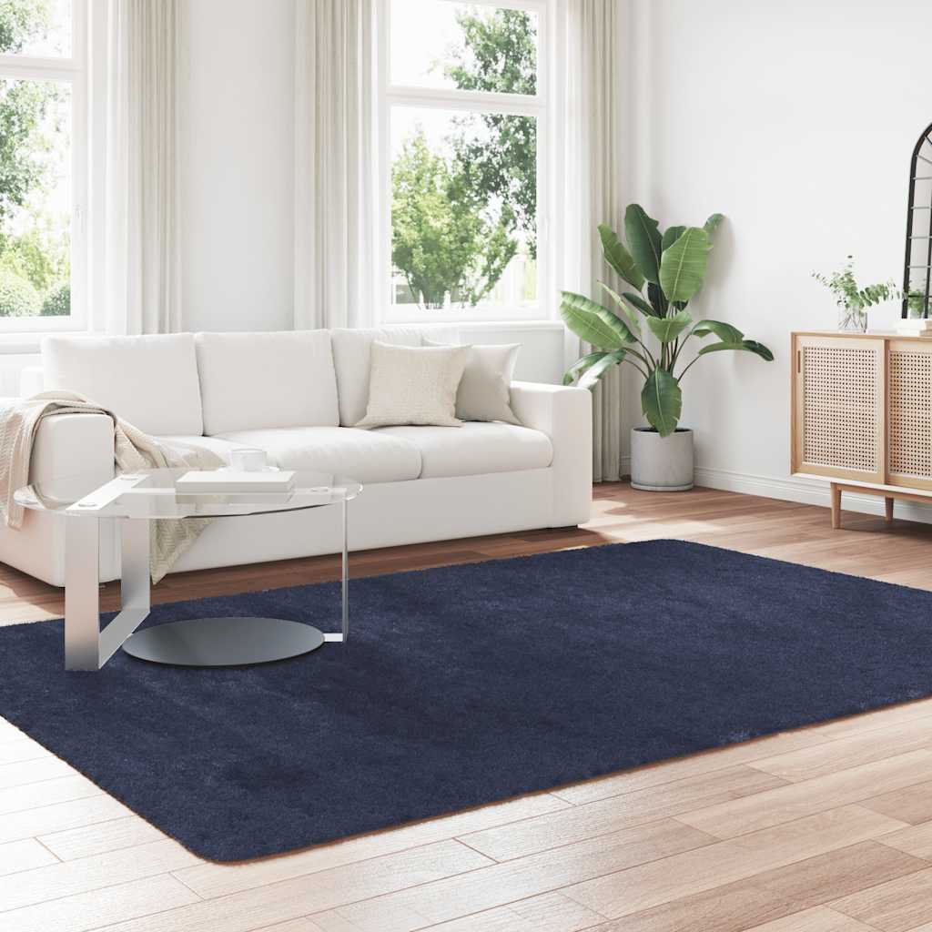 Tappeto Shaggy a Pelo Lungo NAVARRA Blu Marino 200x290 cm - homemem39
