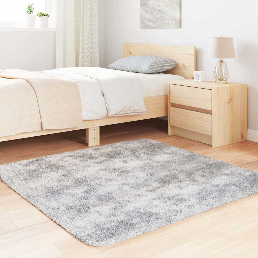 Tappeto Shaggy a Pelo Lungo NAVARRA Grigio Argento 120x120cm - homemem39