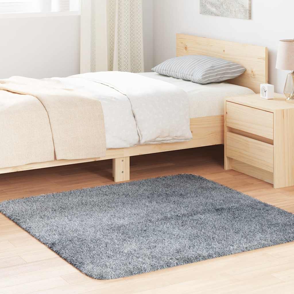 Tappeto Shaggy a Pelo Lungo NAVARRA Grigio Argento 120x120cm - homemem39