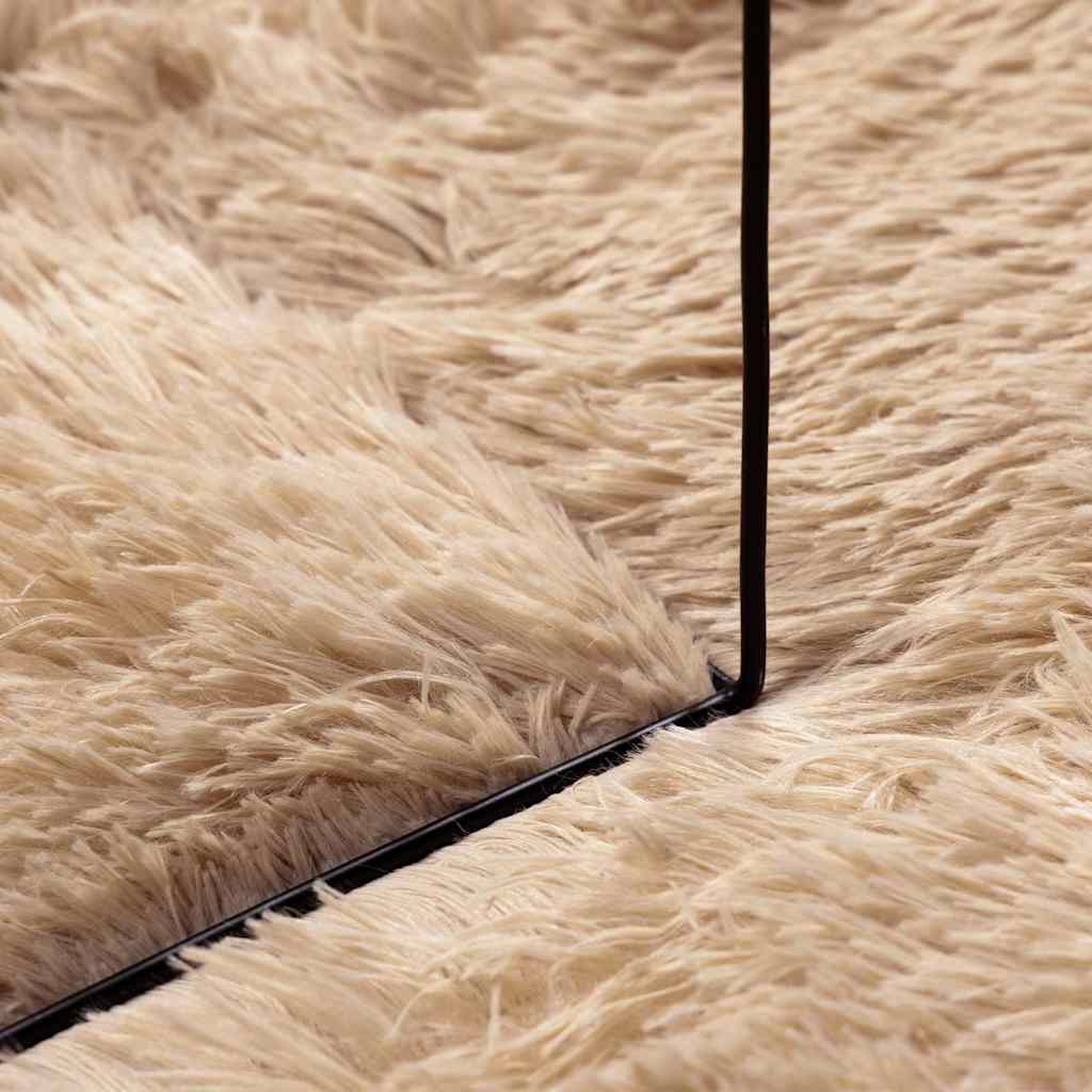Tappeto Shaggy a Pelo Lungo NAVARRA Beige 160x160 cm poliestere - homemem39