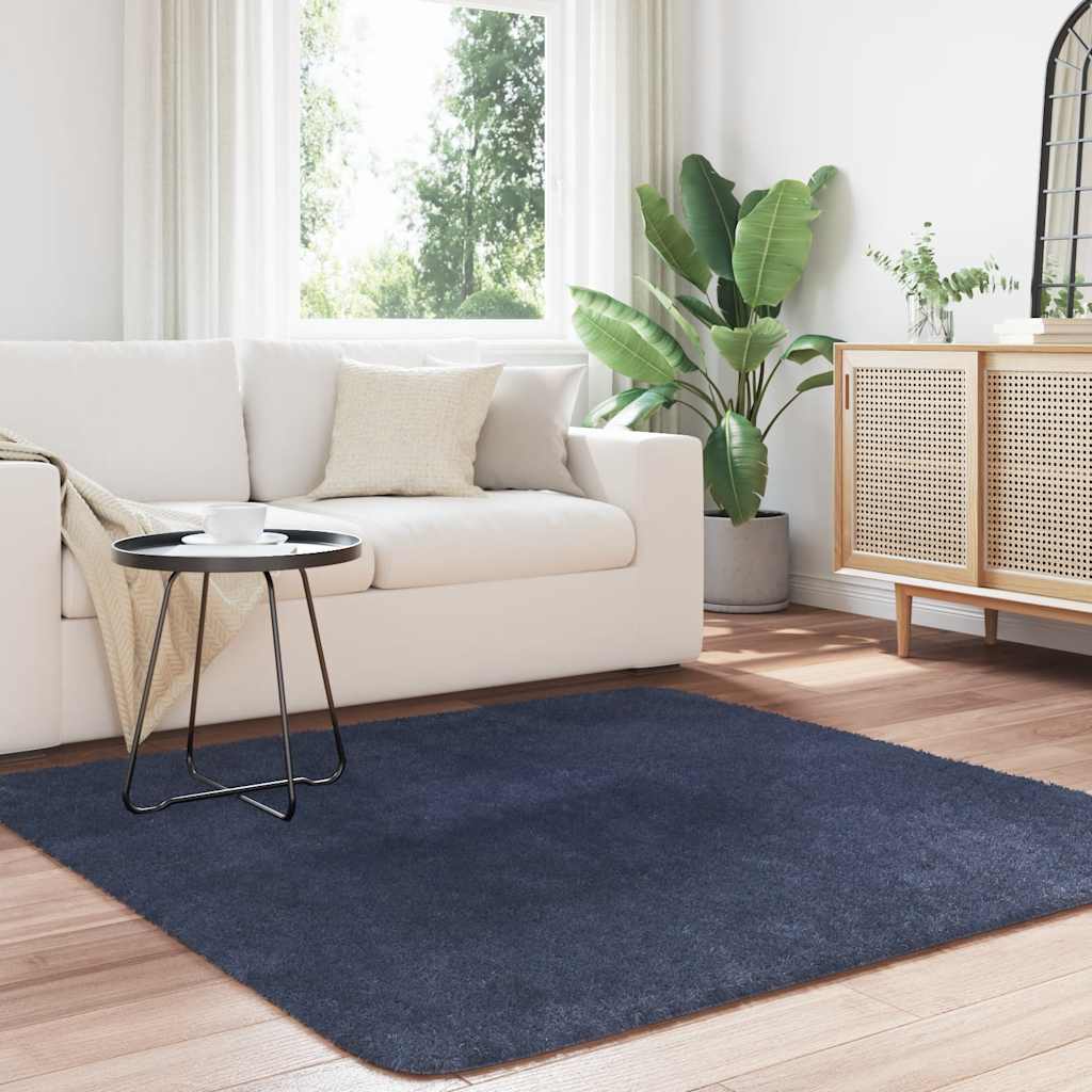 Tappeto Shaggy a Pelo Lungo NAVARRA Blu Marino 160x160 cm - homemem39