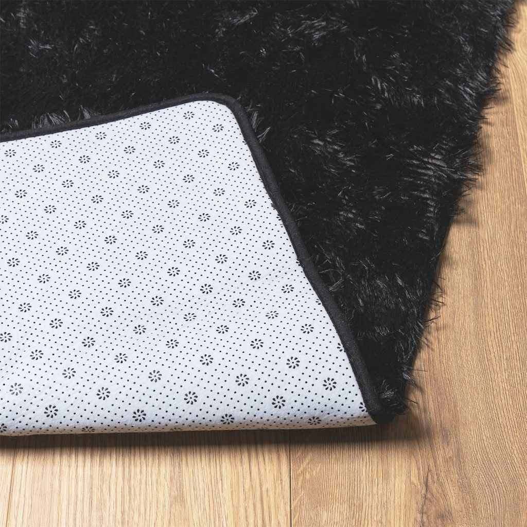 Tappeto Shaggy a Pelo Lungo NAVARRA Nero 240x240 cm poliestere - homemem39