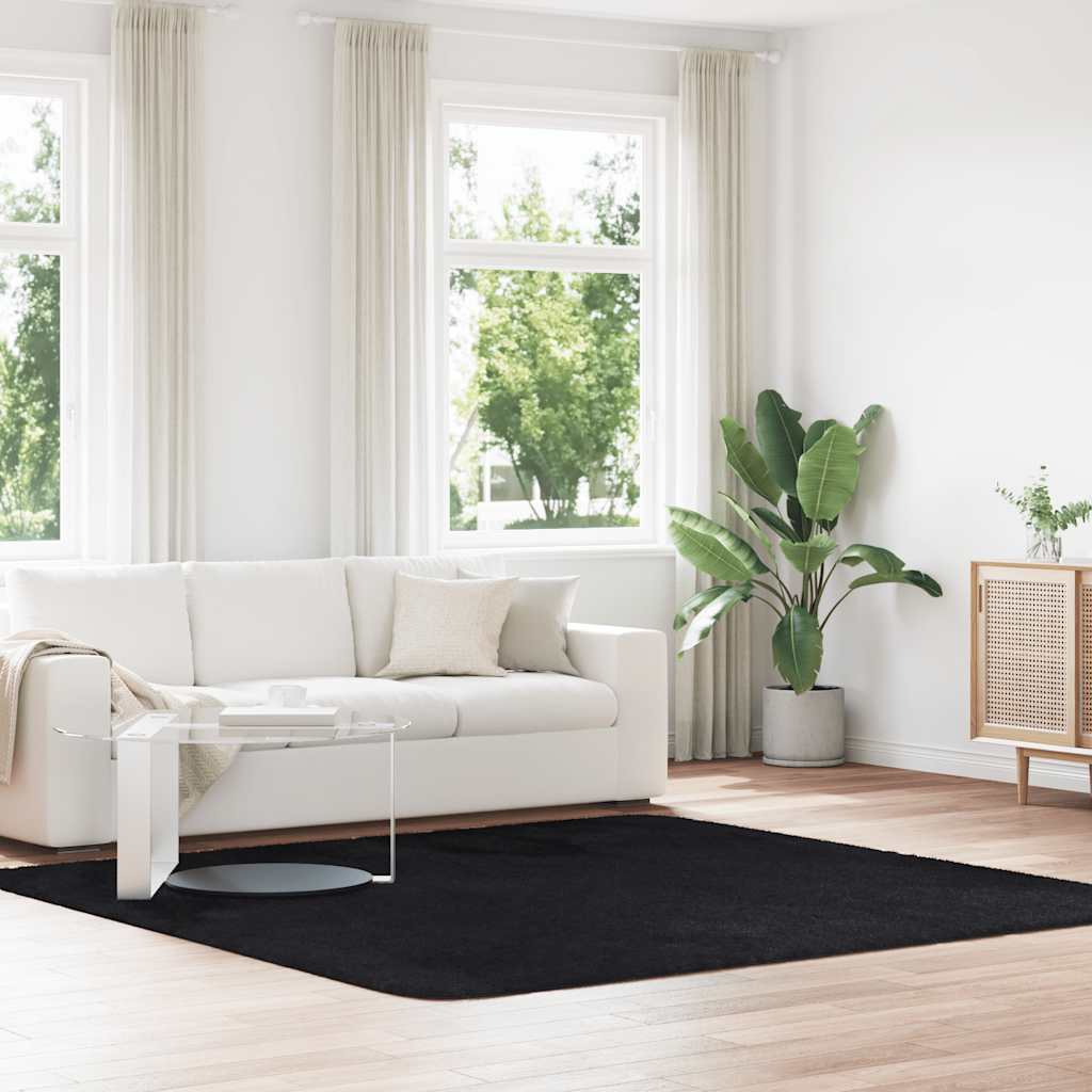 Tappeto Shaggy a Pelo Lungo NAVARRA Nero 240x240 cm poliestere - homemem39