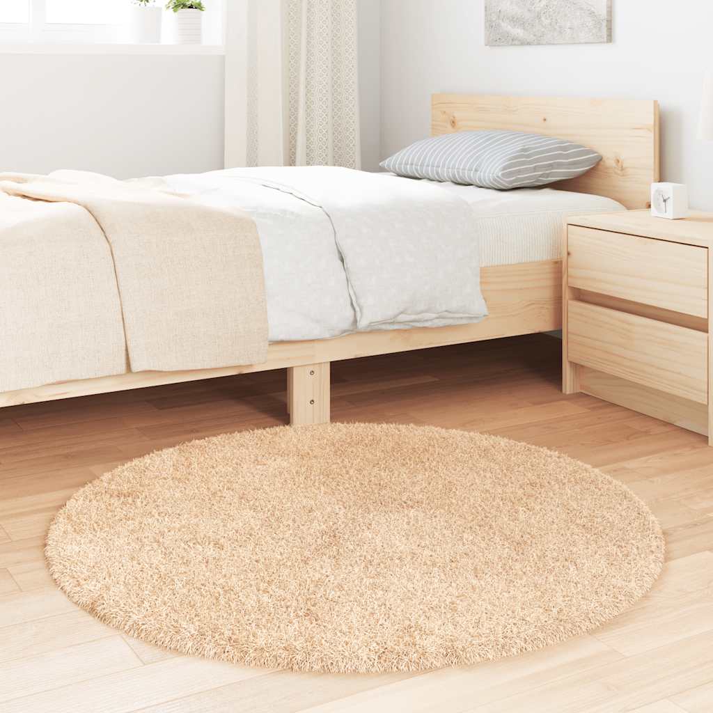 Tappeto Shaggy a Pelo Lungo NAVARRA Beige 100x100 cm poliestere - homemem39