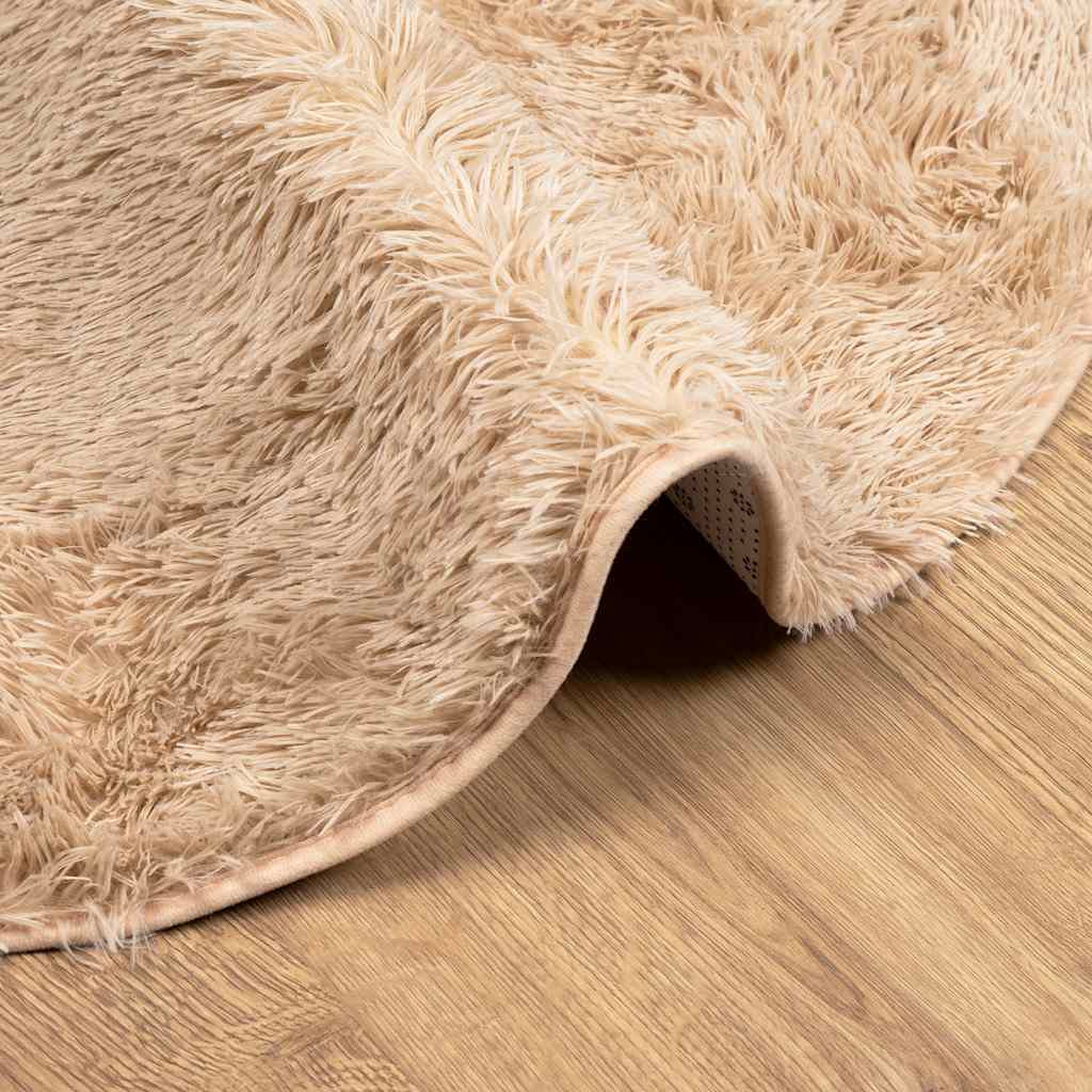 Tappeto Shaggy a Pelo Lungo NAVARRA Beige 100x100 cm poliestere - homemem39
