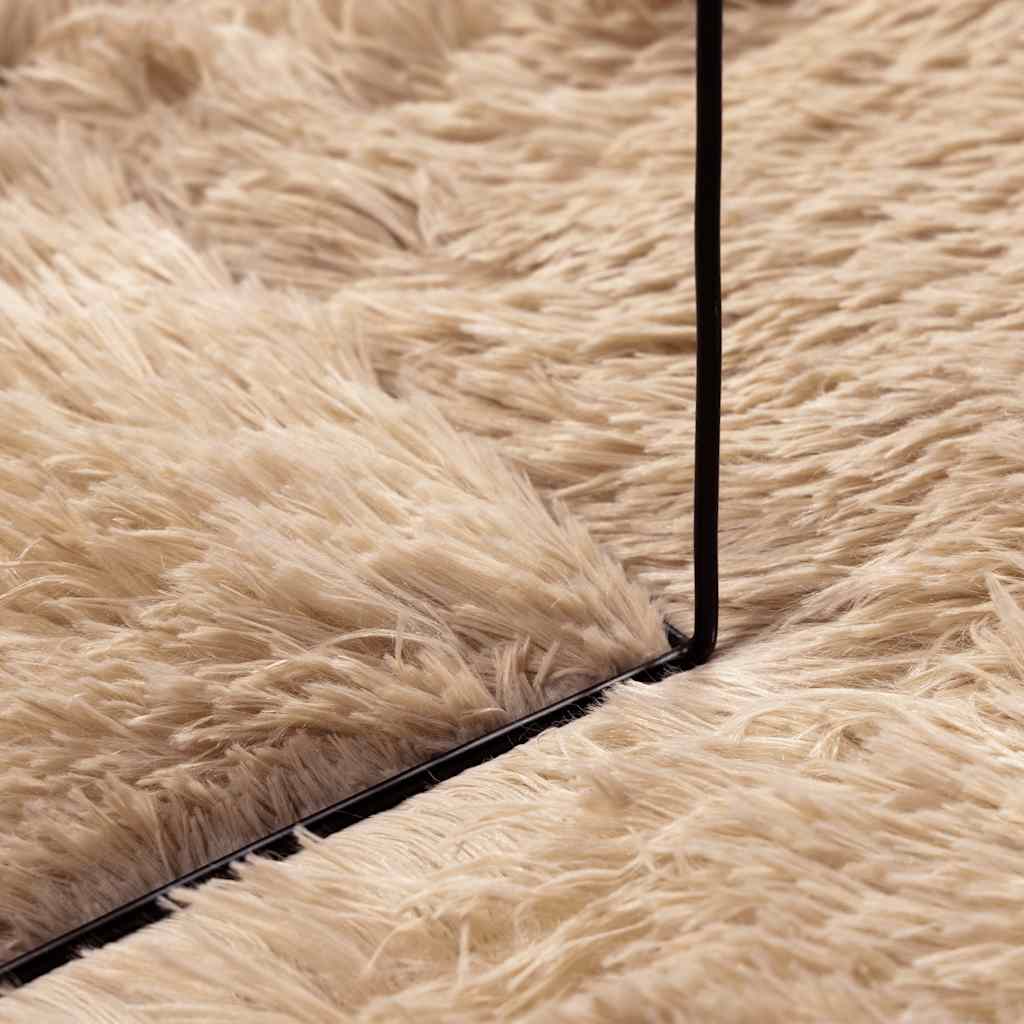Tappeto Shaggy a Pelo Lungo NAVARRA Beige 100x100 cm poliestere - homemem39