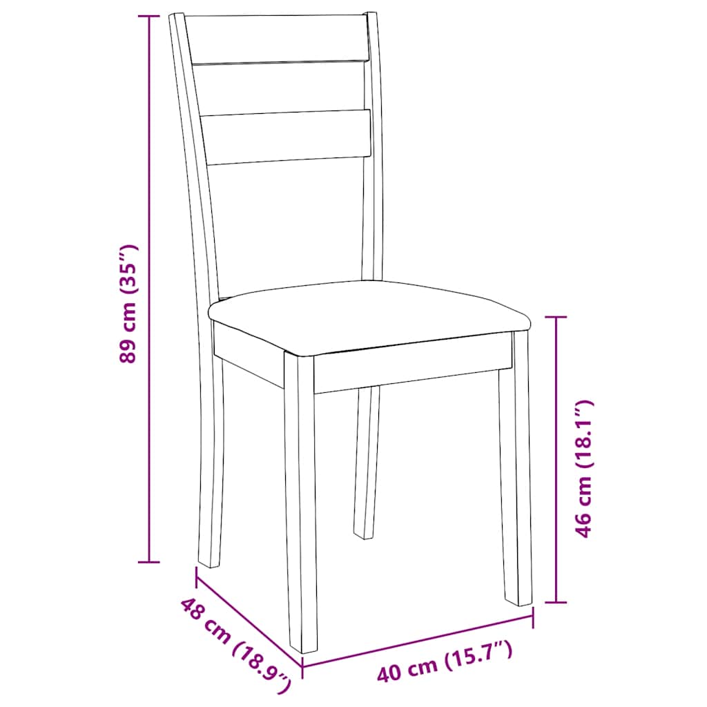 Sedie da Pranzo con Cuscini 2 pz Bianco Legno Massello di Hevea