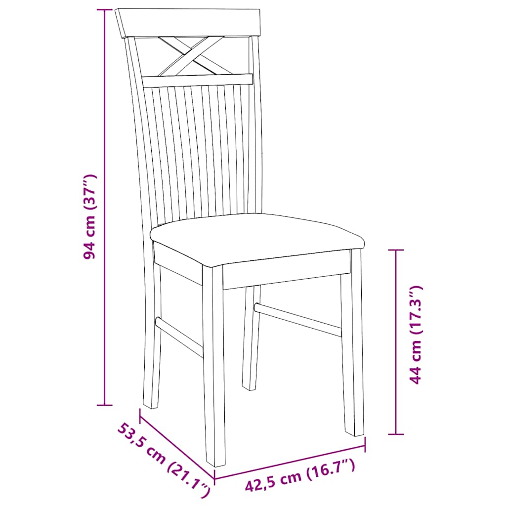 Sedie da Pranzo con Cuscini 2 pz Bianco Legno Massello di Hevea