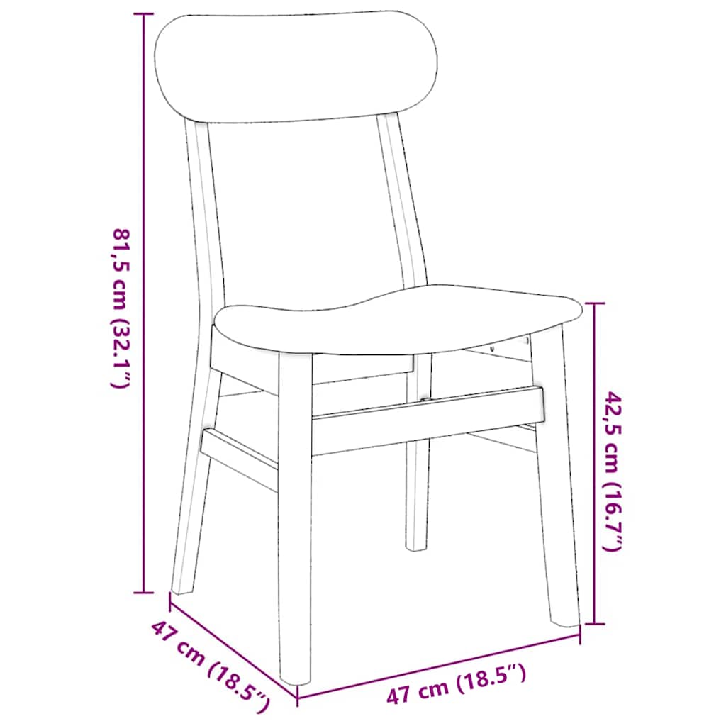 Sedie da Pranzo con Cuscini 2 pz Bianco Legno Massello di Hevea