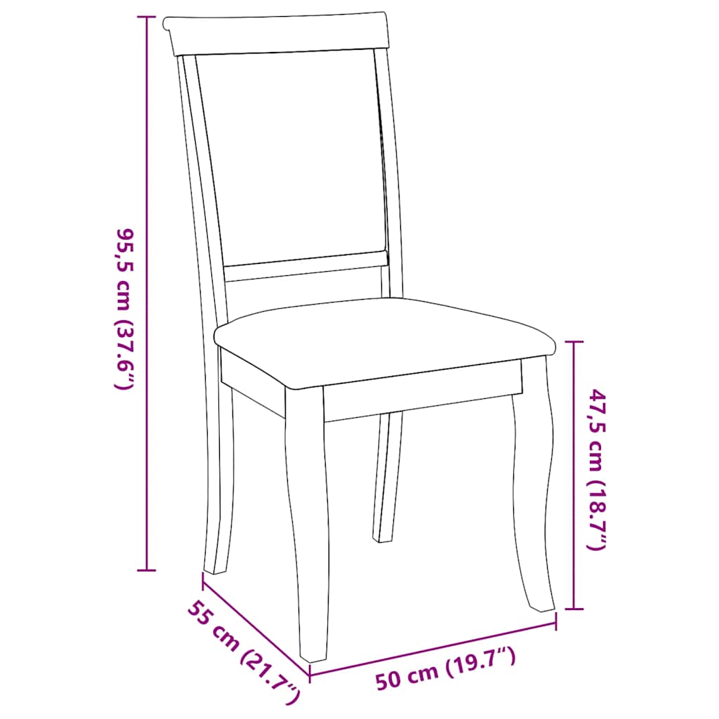 Sedie da Pranzo con Cuscini 2pz Marrone Legno Massello di Hevea