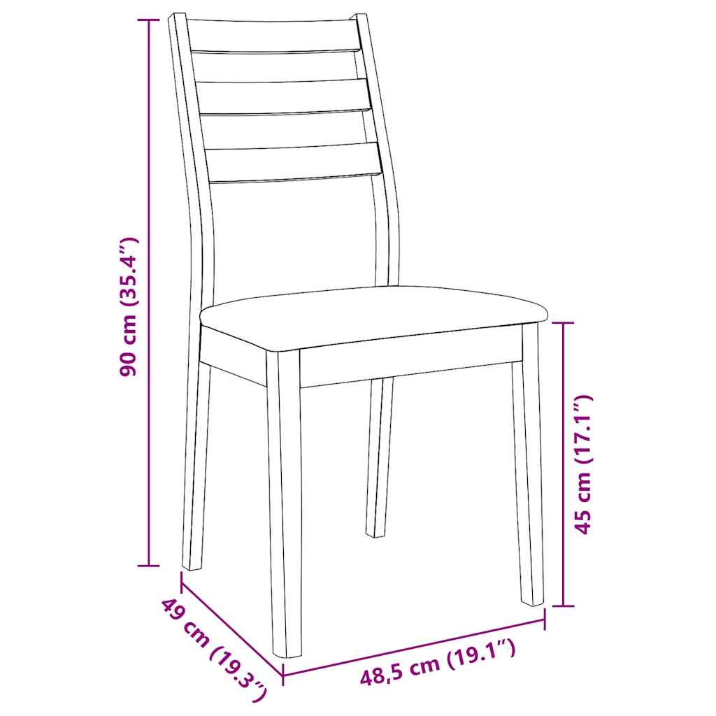 Sedie da Pranzo con Cuscini 2pz Marrone Legno Massello di Hevea
