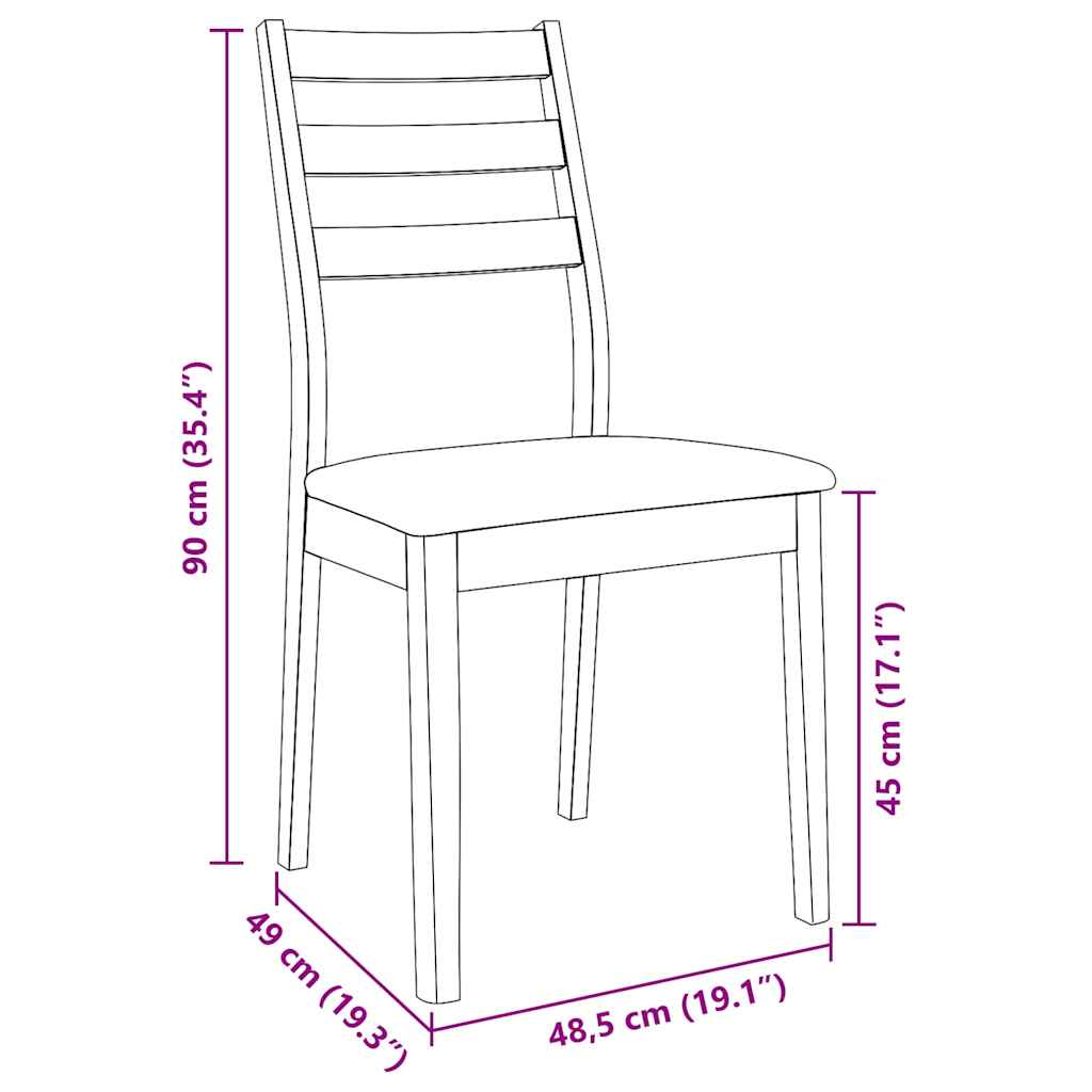 Sedie da Pranzo con Cuscini 2 pz Bianco Legno Massello di Hevea