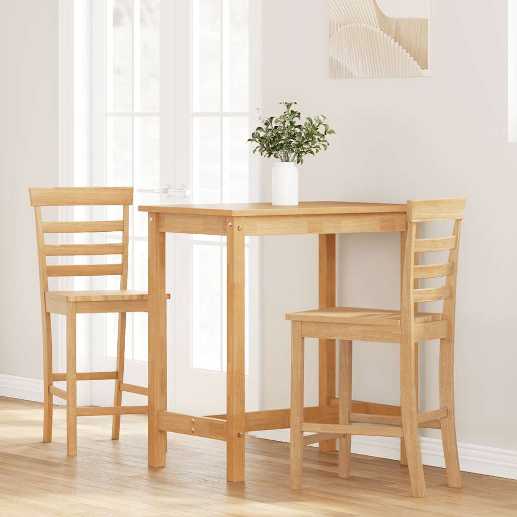 Sgabelli da Bar 2 pz Naturale Legno Massello di Hevea - homemem39