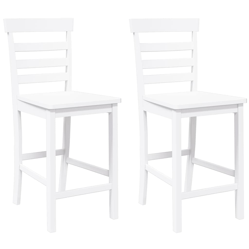 Sgabelli da Bar 2 pz Bianchi in Legno Massello di Hevea - homemem39