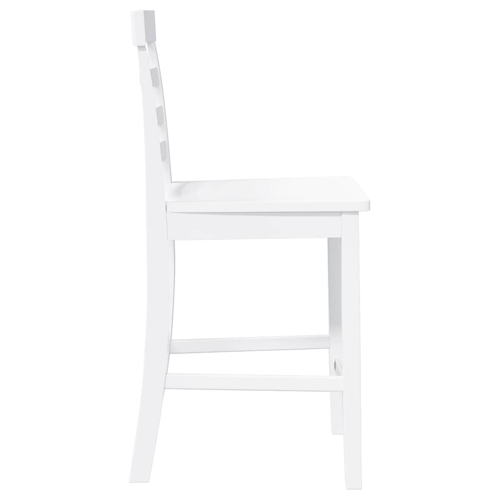 Sgabelli da Bar 2 pz Bianchi in Legno Massello di Hevea - homemem39