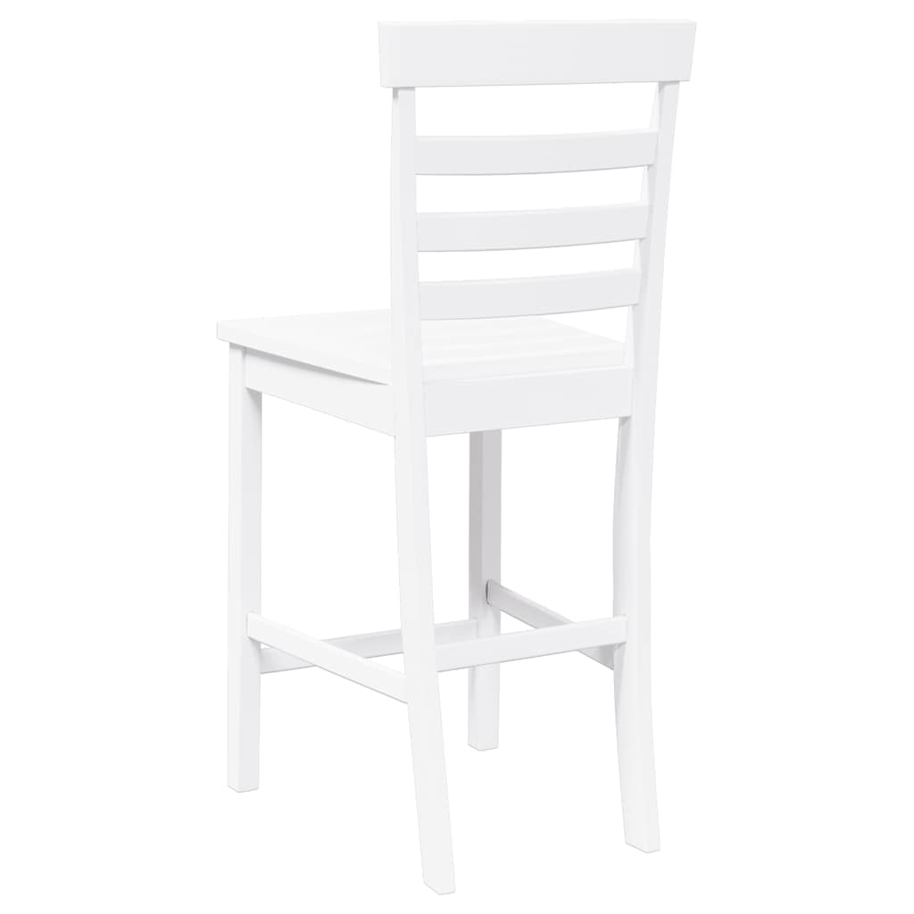Sgabelli da Bar 2 pz Bianchi in Legno Massello di Hevea - homemem39