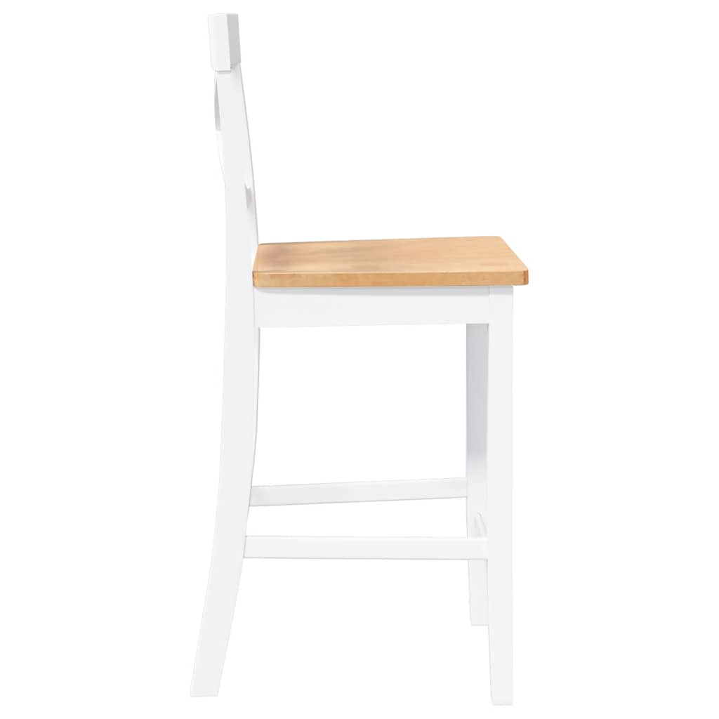 Sgabelli da Bar 2 pz Bianchi in Legno Massello di Hevea - homemem39