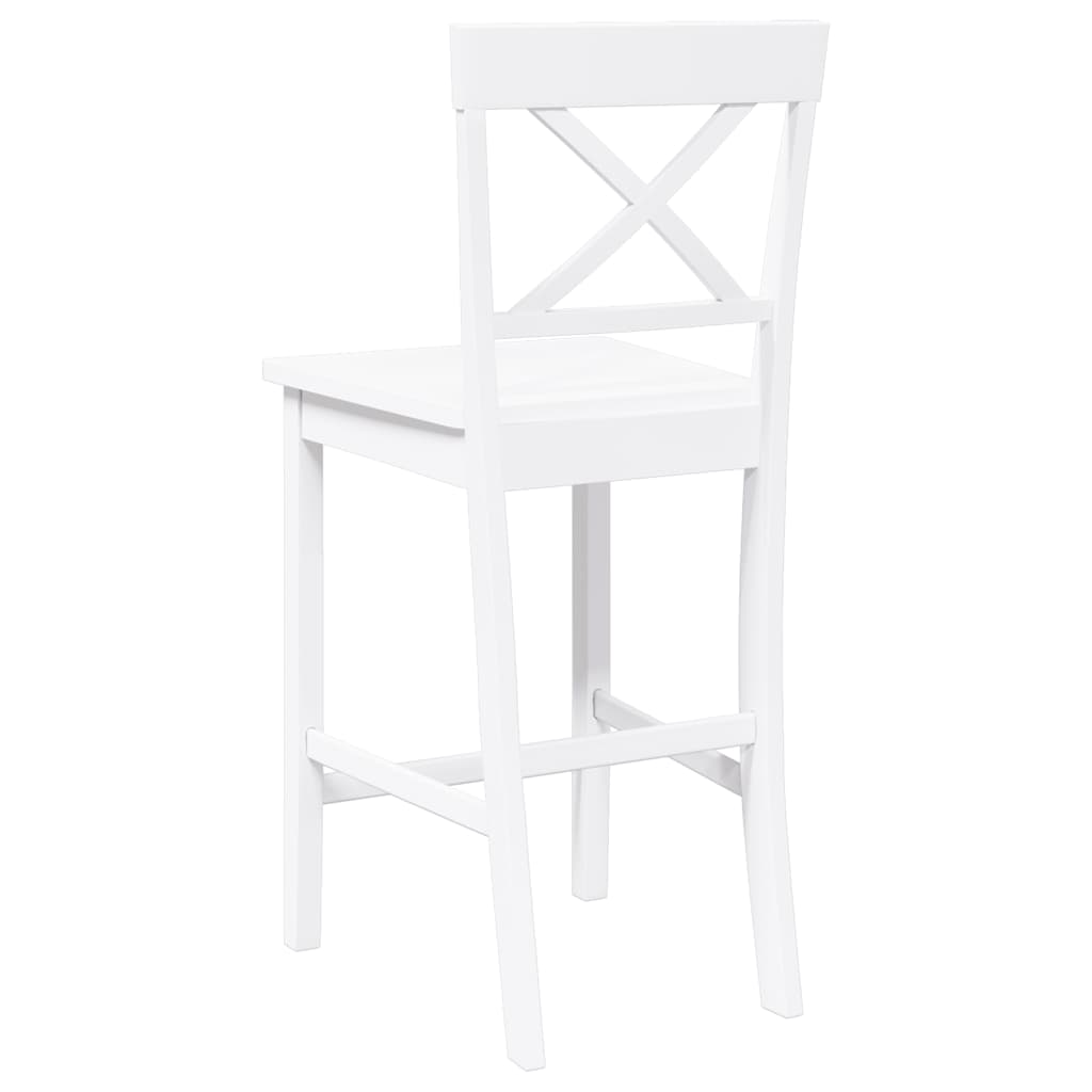 Sgabelli da Bar 2 pz Bianchi in Legno Massello di Hevea - homemem39