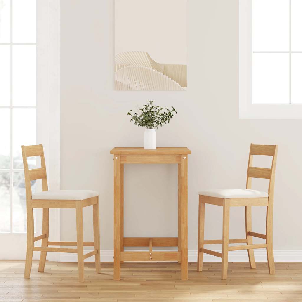Sgabelli da Bar con Cuscini 2pz Naturale Legno Massello Hevea - homemem39