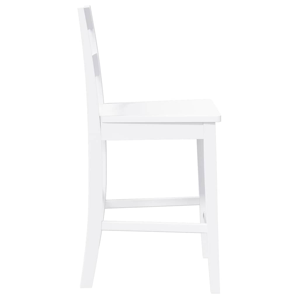 Sgabelli da Bar 2 pz Bianchi in Legno Massello di Hevea - homemem39