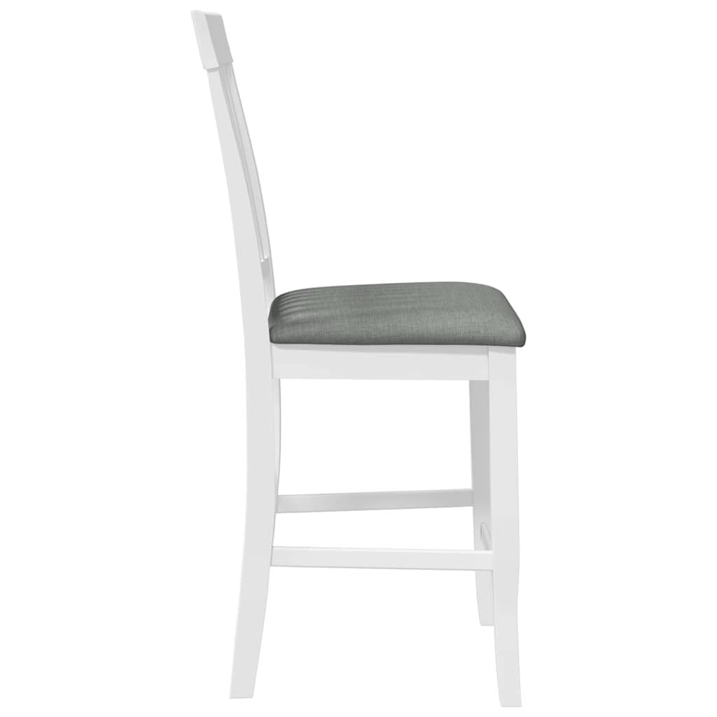Sgabelli da Bar con Cuscini 2 pz Bianco Legno Massello di Hevea - homemem39