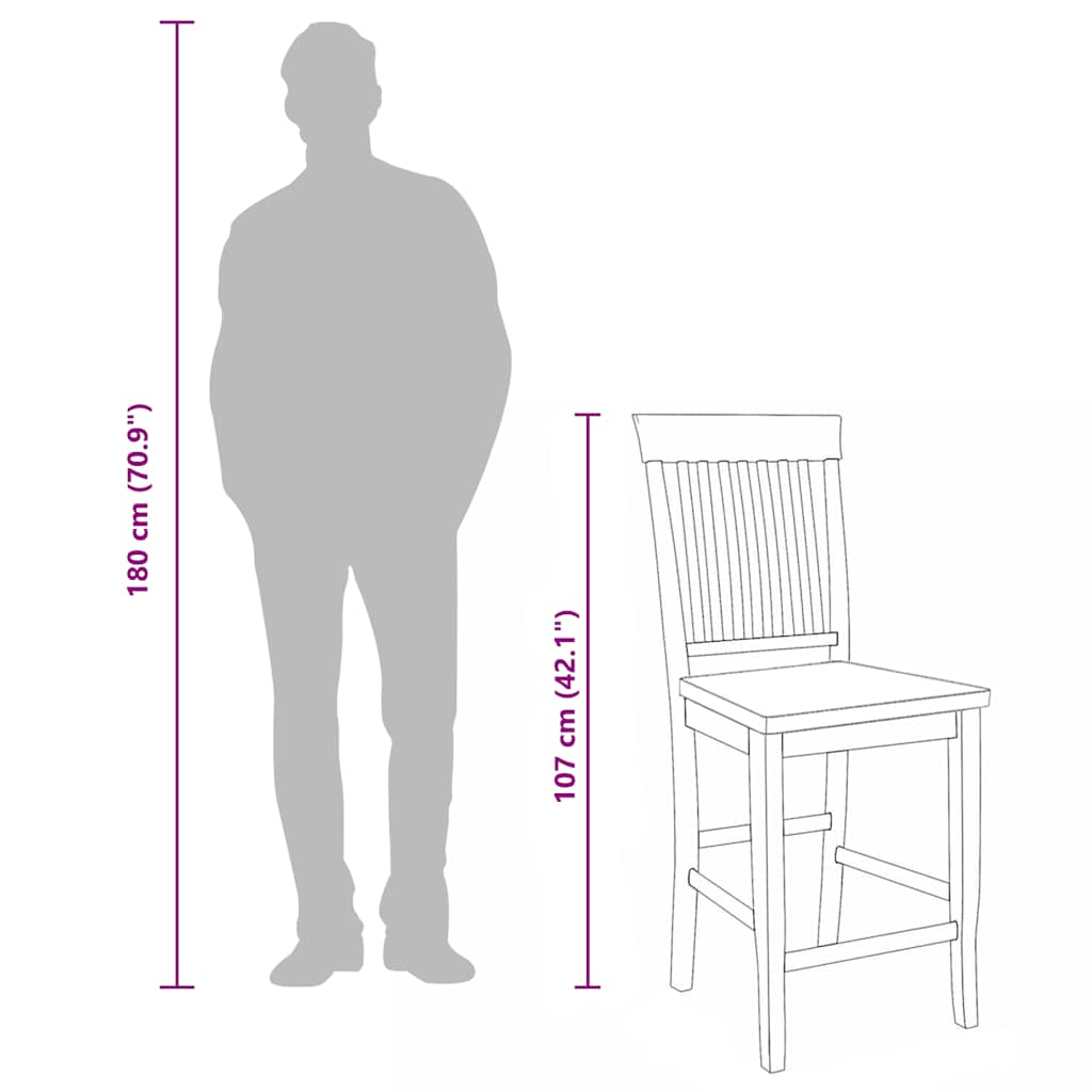 Sgabelli da Bar 2 pz Bianchi in Legno Massello di Hevea - homemem39